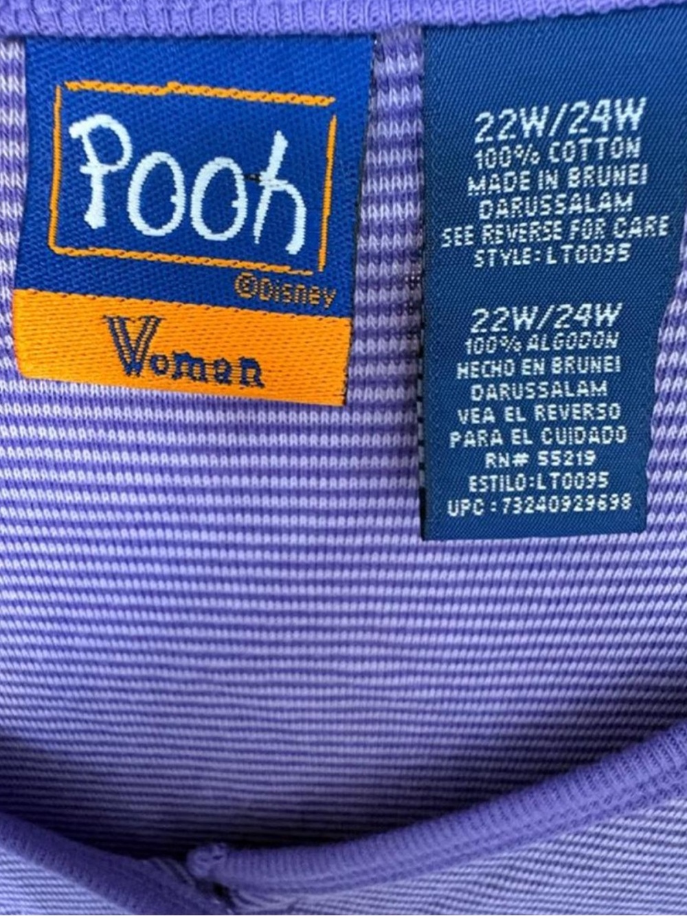 Vintage Disney Purple Striped Winnie the Pooh Henley Tee - Picture 4 of 4